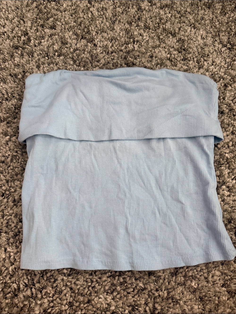 OGL Light Blue Ribbed Fold-Over Tube Top for Kids